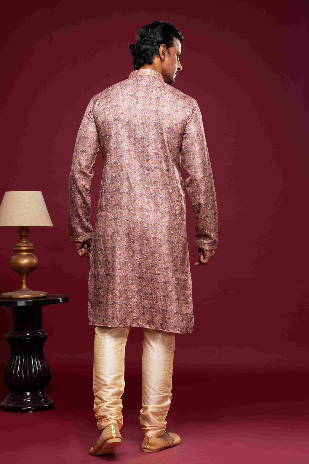 Raivat Ethnic Art Silk Digital Print Pintux Work Kurta Pajama In Light Pink Colour | Grocsy