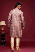 Raivat Ethnic Art Silk Digital Print Pintux Work Kurta Pajama In Light Pink Colour | Grocsy