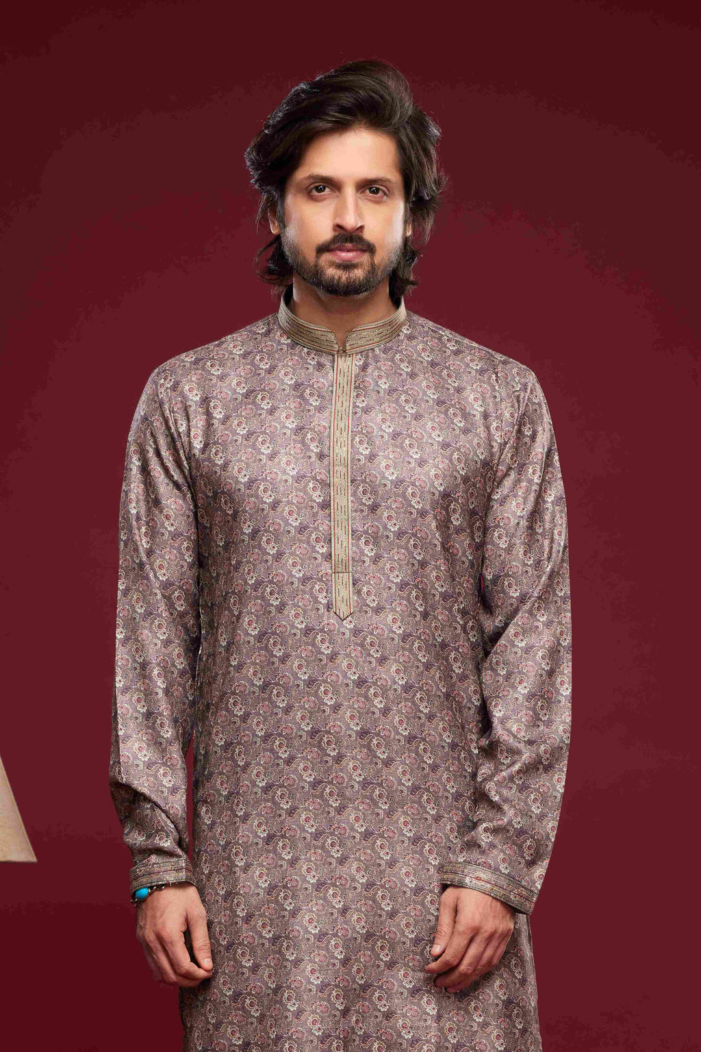Raivat Ethnic Art Silk Digital Print Pintux Work Kurta Pajama In Grey Colour | Grocsy