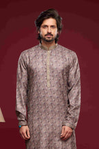 Raivat Ethnic Art Silk Digital Print Pintux Work Kurta Pajama In Grey Colour | Grocsy