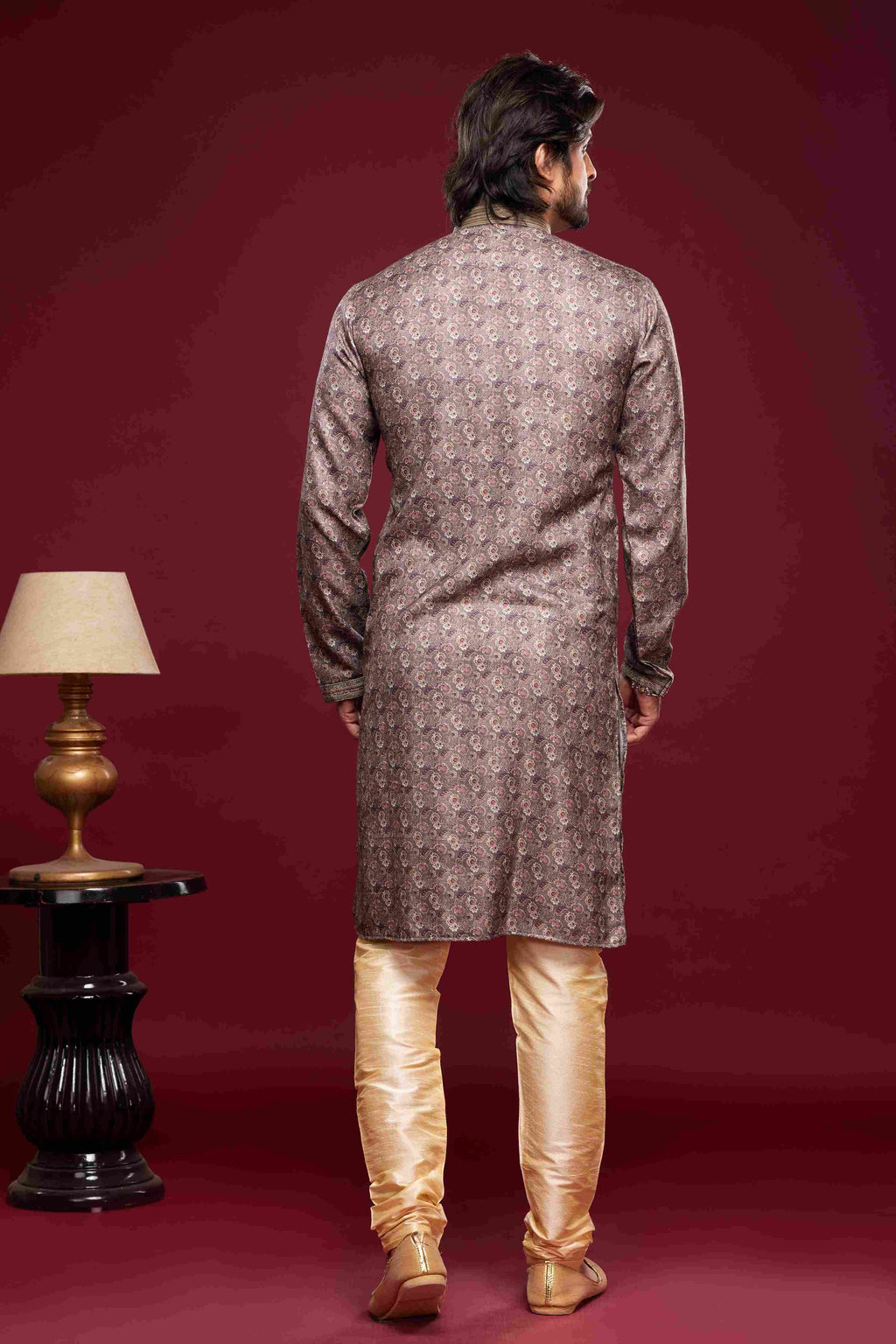Raivat Ethnic Art Silk Digital Print Pintux Work Kurta Pajama In Grey Colour | Grocsy