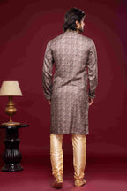 Raivat Ethnic Art Silk Digital Print Pintux Work Kurta Pajama In Grey Colour | Grocsy