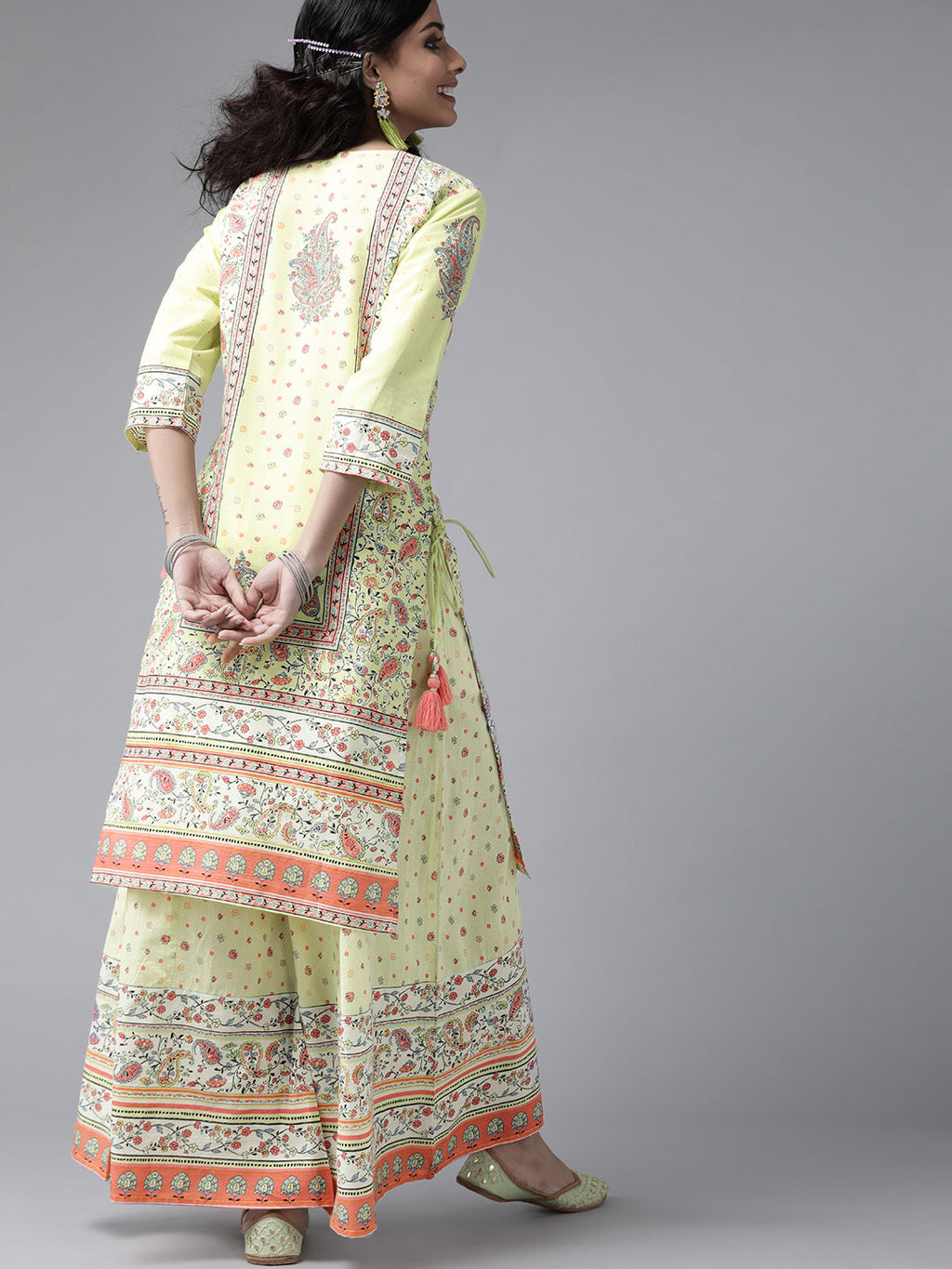 Juniper Women Limegreen Cambric Printed Straight Kurta Sets | Grocsy