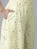 Juniper Women Limegreen Cambric Printed Straight Kurta Sets | Grocsy