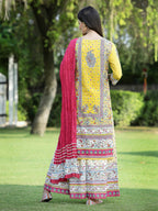 Juniper Women's Yellow Cambric Printed Straight Kurta Sets | Grocsy