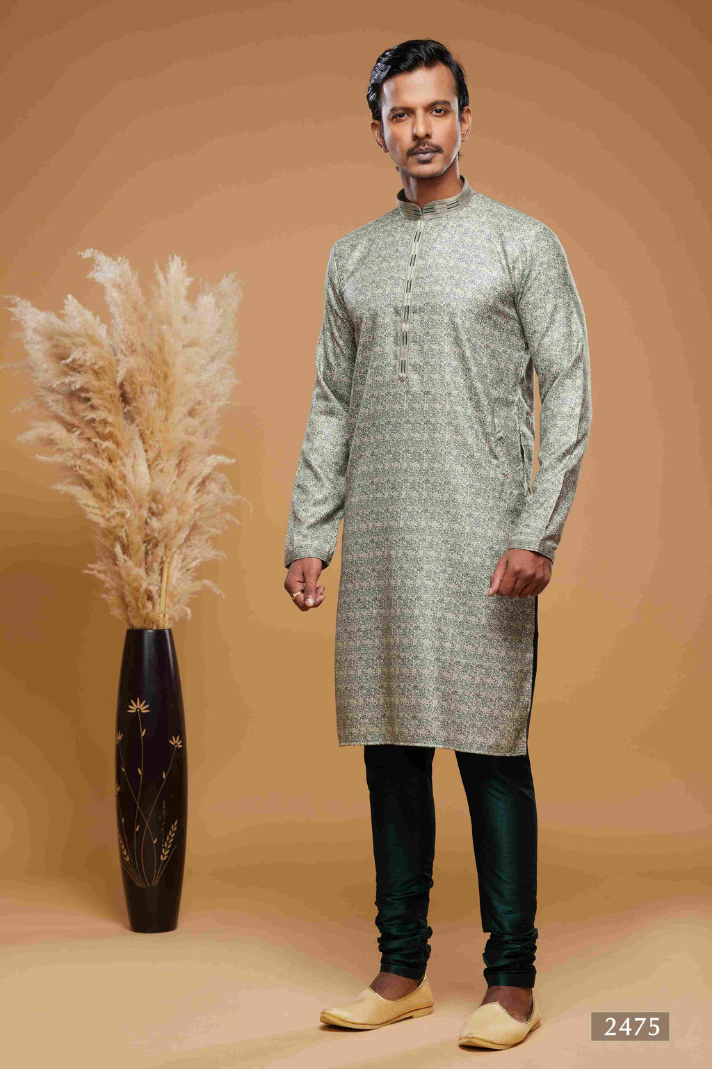 Raivat Ethnic Art Silk Digital Print Pintux Work Kurta Pajama In Green Colour | Grocsy