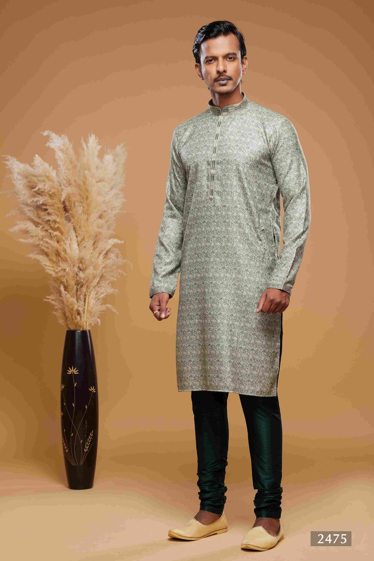 Raivat Ethnic Art Silk Digital Print Pintux Work Kurta Pajama In Green Colour | Grocsy