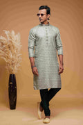 Raivat Ethnic Art Silk Digital Print Pintux Work Kurta Pajama In Green Colour | Grocsy