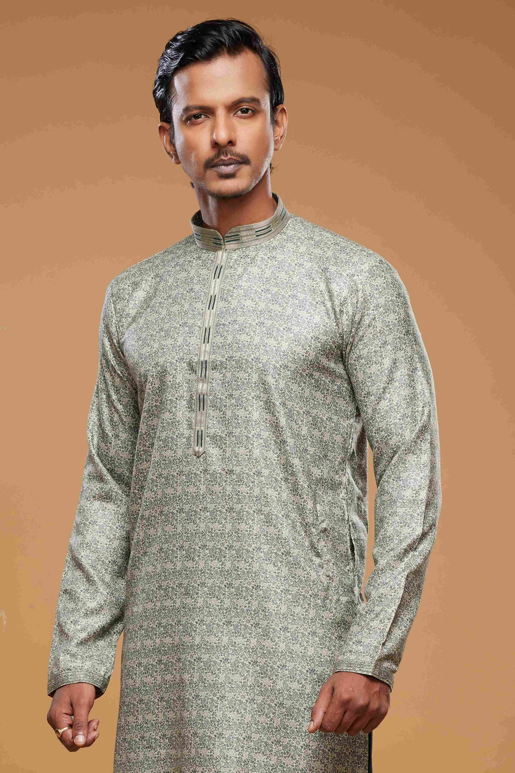 Raivat Ethnic Art Silk Digital Print Pintux Work Kurta Pajama In Green Colour | Grocsy