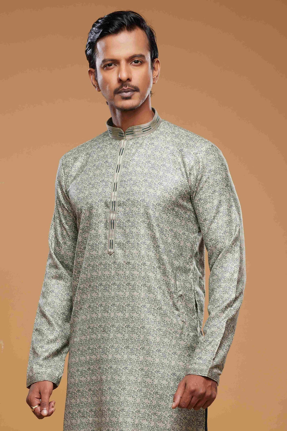 Raivat Ethnic Art Silk Digital Print Pintux Work Kurta Pajama In Green Colour | Grocsy
