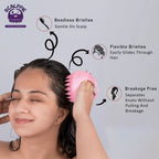 Scalppie Silicon Hair Scalp Massager & Shampoo Brush Scrub - Hair Growth & Anti Dandruff - Baby Pink | Grocsy