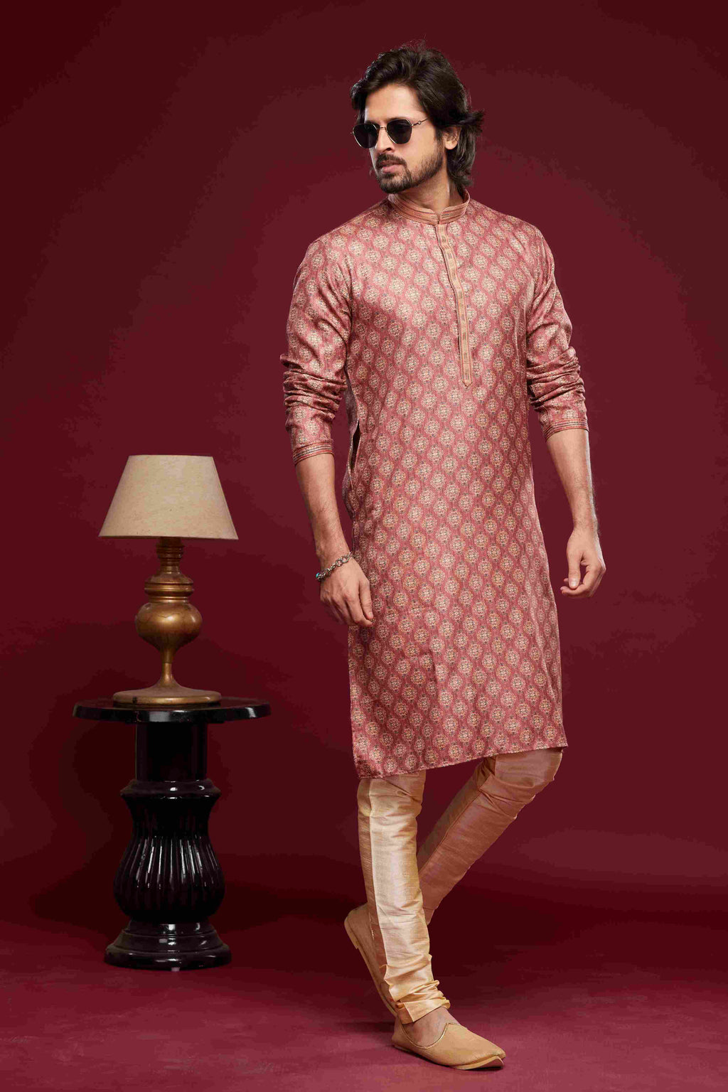 Raivat Ethnic Art Silk Digital Print Pintux Work Kurta Pajama In Pink Colour | Grocsy
