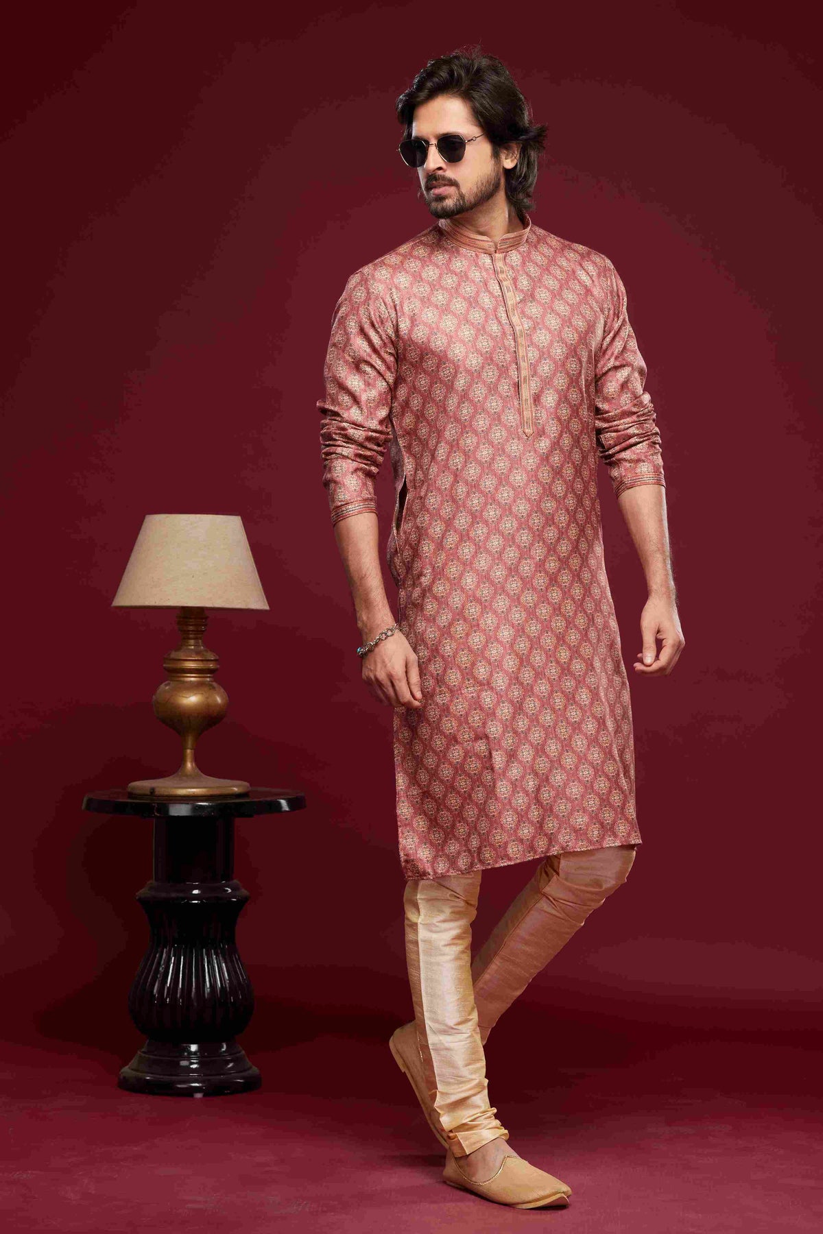 Raivat Ethnic Art Silk Digital Print Pintux Work Kurta Pajama In Pink Colour | Grocsy