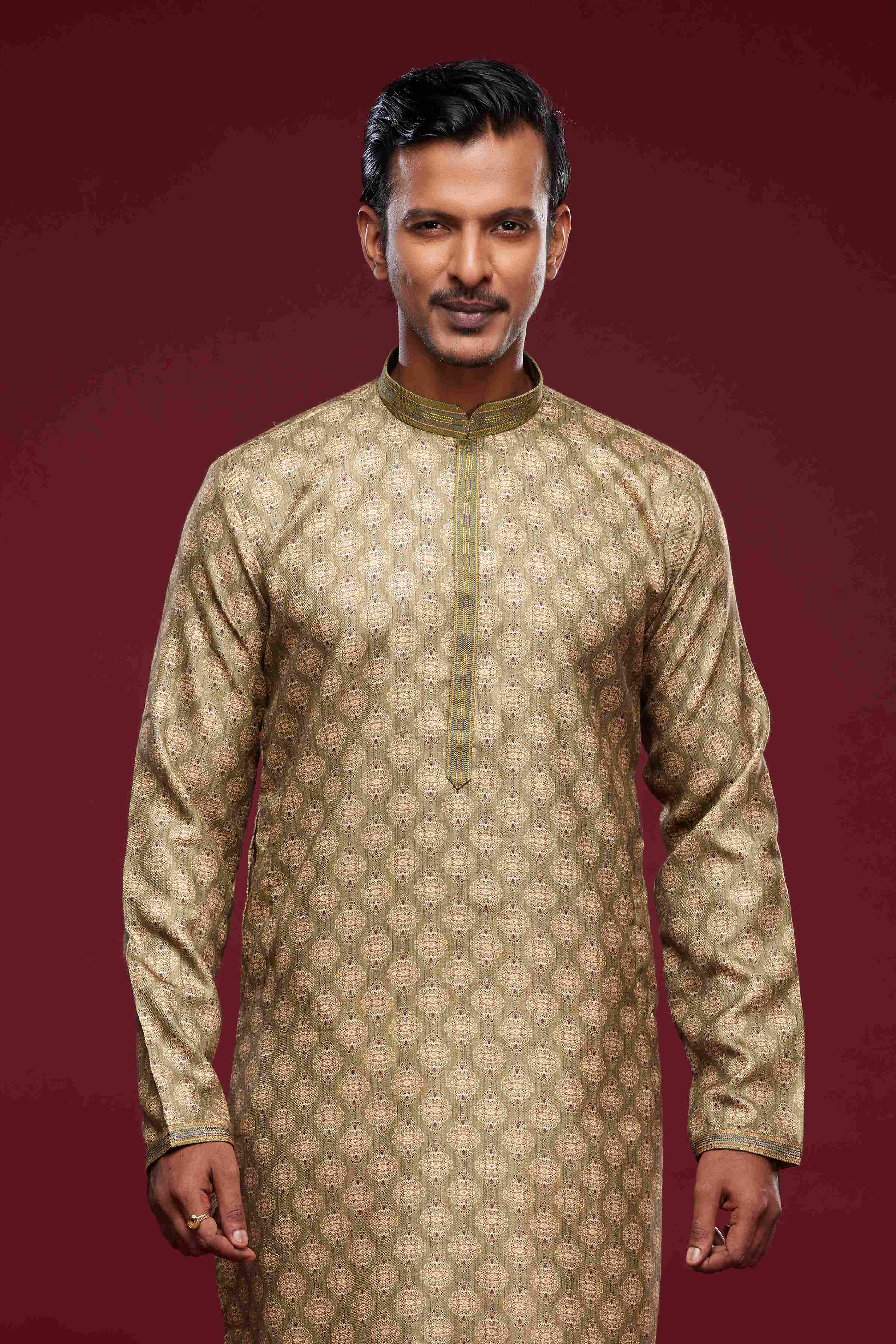 Raivat Ethnic Art Silk Digital Print Pintux Work Kurta Pajama In Light Green Colour | Grocsy