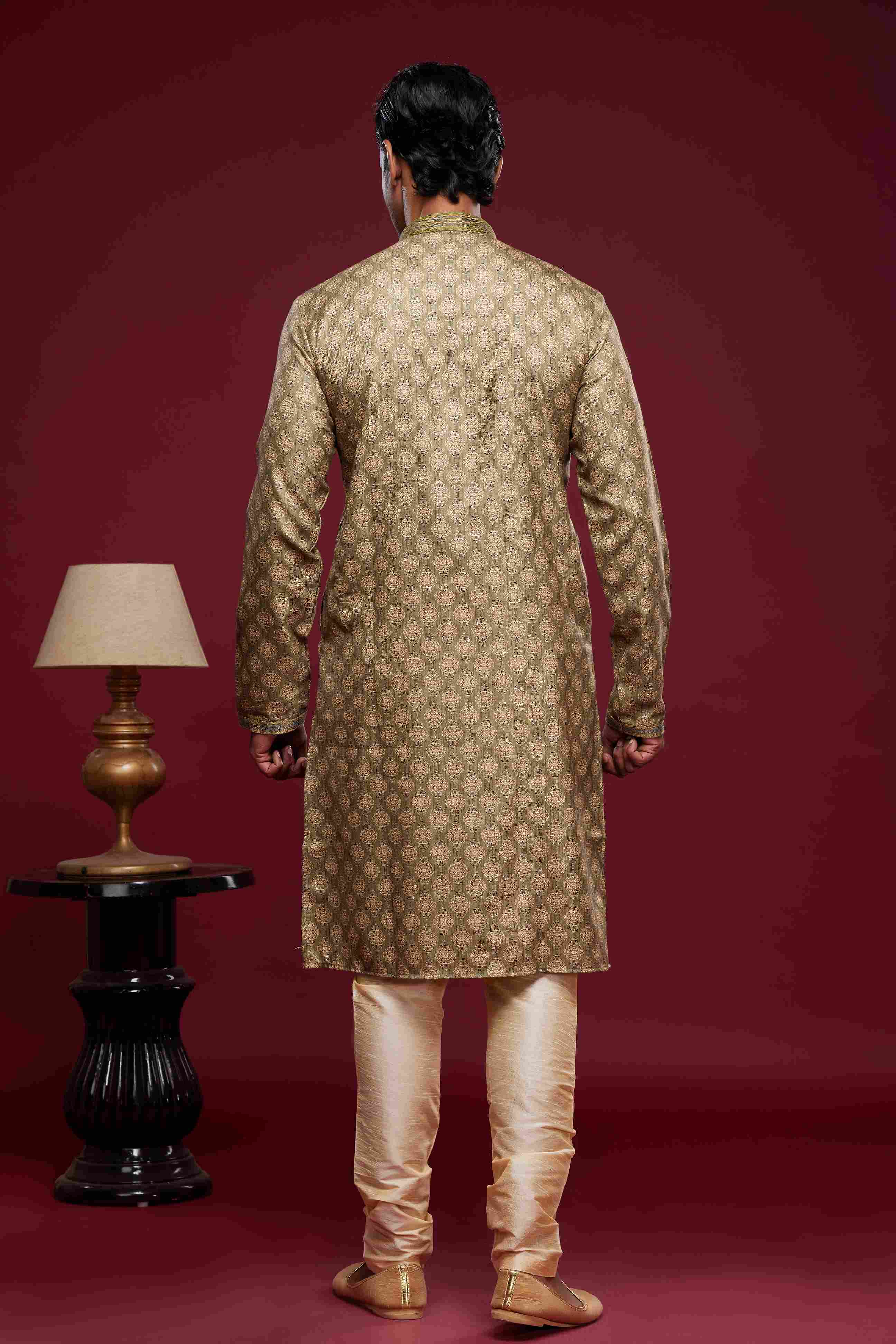 Raivat Ethnic Art Silk Digital Print Pintux Work Kurta Pajama In Light Green Colour | Grocsy