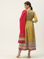 Juniper Womens Yellow Cambric Printed Maxi Dress | Grocsy