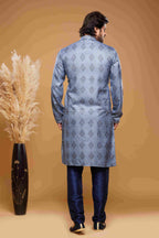 Raivat Ethnic Art Silk Digital Print Pintux Work Kurta Pajama In Blue Colour | Grocsy