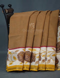 Khaki Green Colour Block Print Pure Kota Cotton Saree By Gayathri Reddy Designer Studio | Grocsy