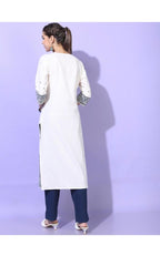Maai Rayon Hand Printed Kurta White | Grocsy
