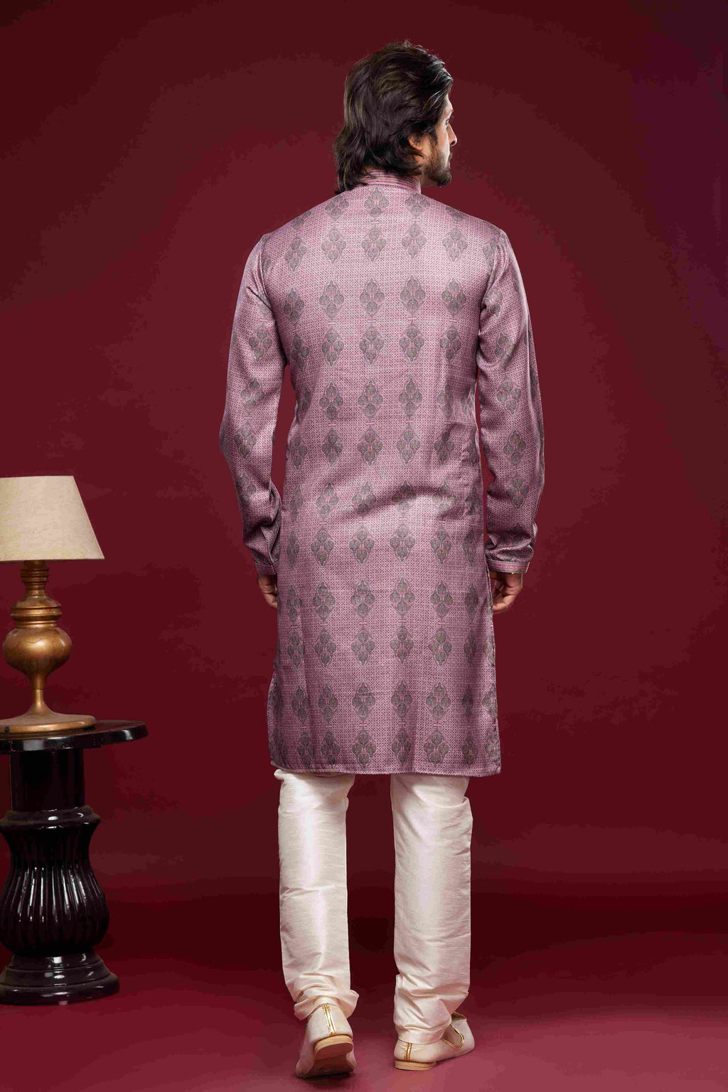Raivat Ethnic Art Silk Digital Print Pintux Work Kurta Pajama In Magenta Colour | Grocsy