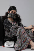 Juniper Women's Black Cambric Printed High-Low Kurta Sets | Grocsy