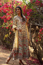 Juniper Women Beige Cambric Printed Flared Dress | Grocsy