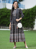 Juniper Womens Black Cambric Printed Dress | Grocsy
