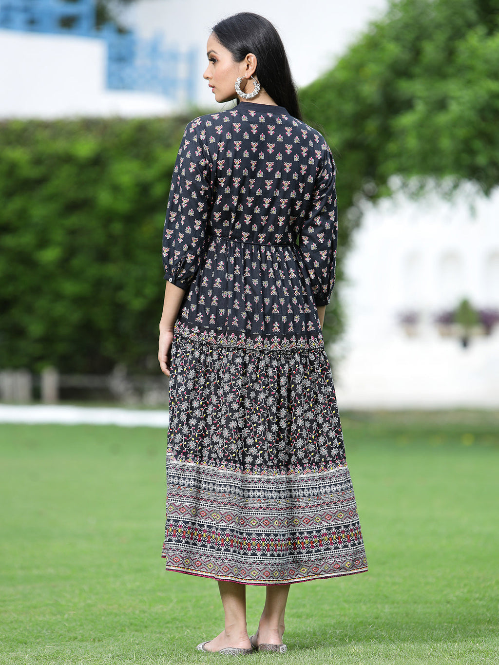 Juniper Womens Black Cambric Printed Dress | Grocsy