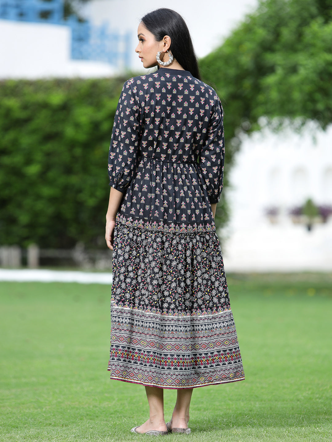 Juniper Womens Black Cambric Printed Dress | Grocsy