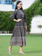 Juniper Womens Black Cambric Printed Dress | Grocsy