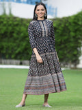 Juniper Womens Black Cambric Printed Dress | Grocsy