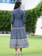 Juniper Womens Indigo Cambric Printed Dress | Grocsy