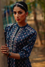 Juniper Indigo Ethnic Motif Printed Pure Cotton Tiered Maxi Dress | Grocsy