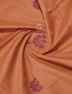 Dark Mustard Colour Block Print With Mirron Embroidered Pure Mulmul Cotton Saree By Gayathri Reddy Designer Studio | Grocsy