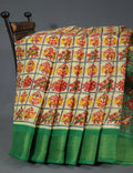 Shades of Lime Green And Mango Green Blouse Patola Print Semi Chanderi Saree By Gayathri Reddy Designer Studio | Grocsy