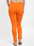 TAG 7 Women Pack Of 2 Orange & Black Solid Straight-Fit Ankle-Length Leggings | Grocsy