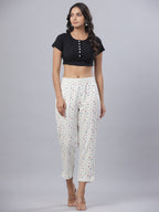 Juniper Coral Cotton Flex Printed Straight Pants | Grocsy