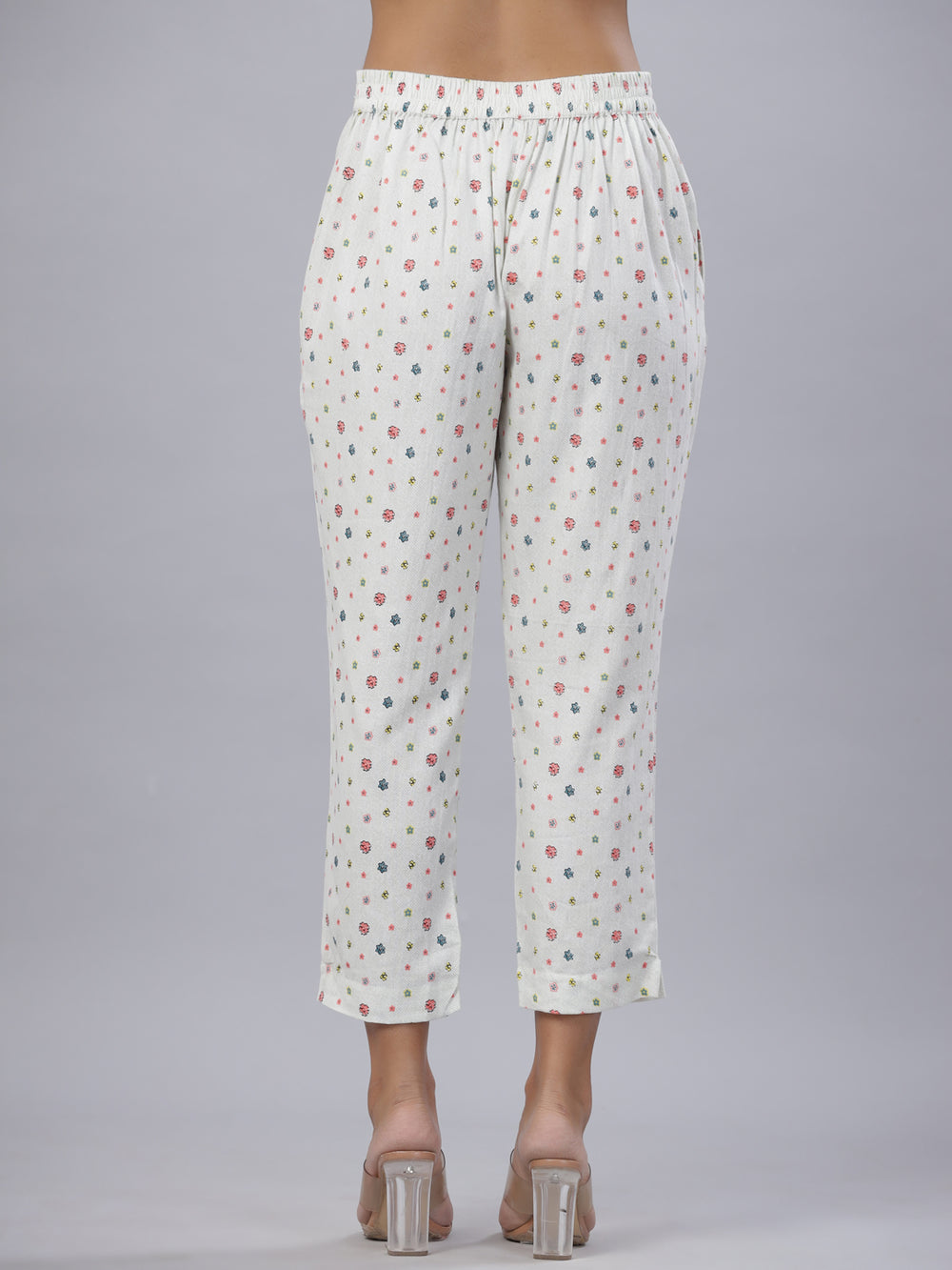 Juniper Coral Cotton Flex Printed Straight Pants | Grocsy