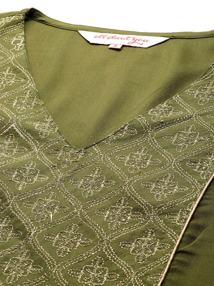 All About You Ethnic Motifs Yoke Design Regular Kurta with Trousers & With Dupatta | Grocsy