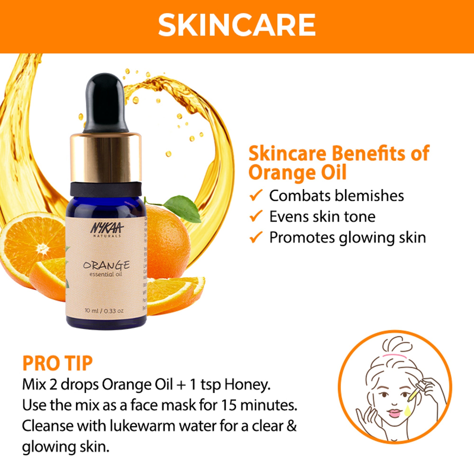 Nykaa Naturals - Orange Essential Oil For De-Tanning & Glowing Skin - 100% Natural | Grocsy