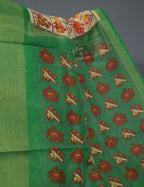 Shades of Lime Green And Mango Green Blouse Patola Print Semi Chanderi Saree By Gayathri Reddy Designer Studio | Grocsy