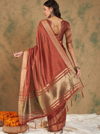 Sangria Woven Design Organza Sarees | Grocsy