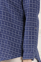 W for Woman Blue Check Printed Pure Cotton Western Top | Grocsy