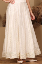 W for Woman White Embroidered Flared Skirt | Grocsy