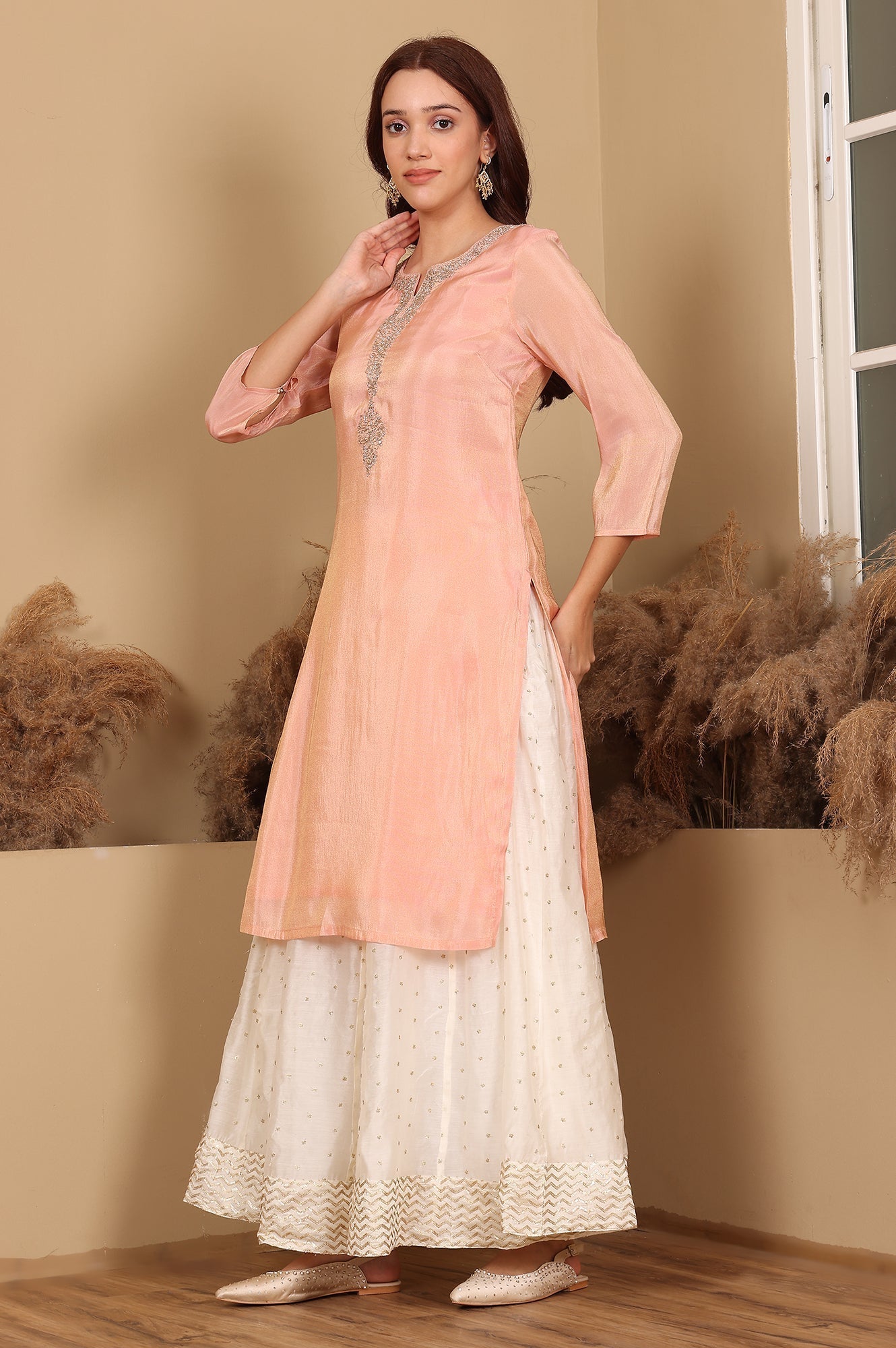 W for Woman White Embroidered Flared Skirt | Grocsy