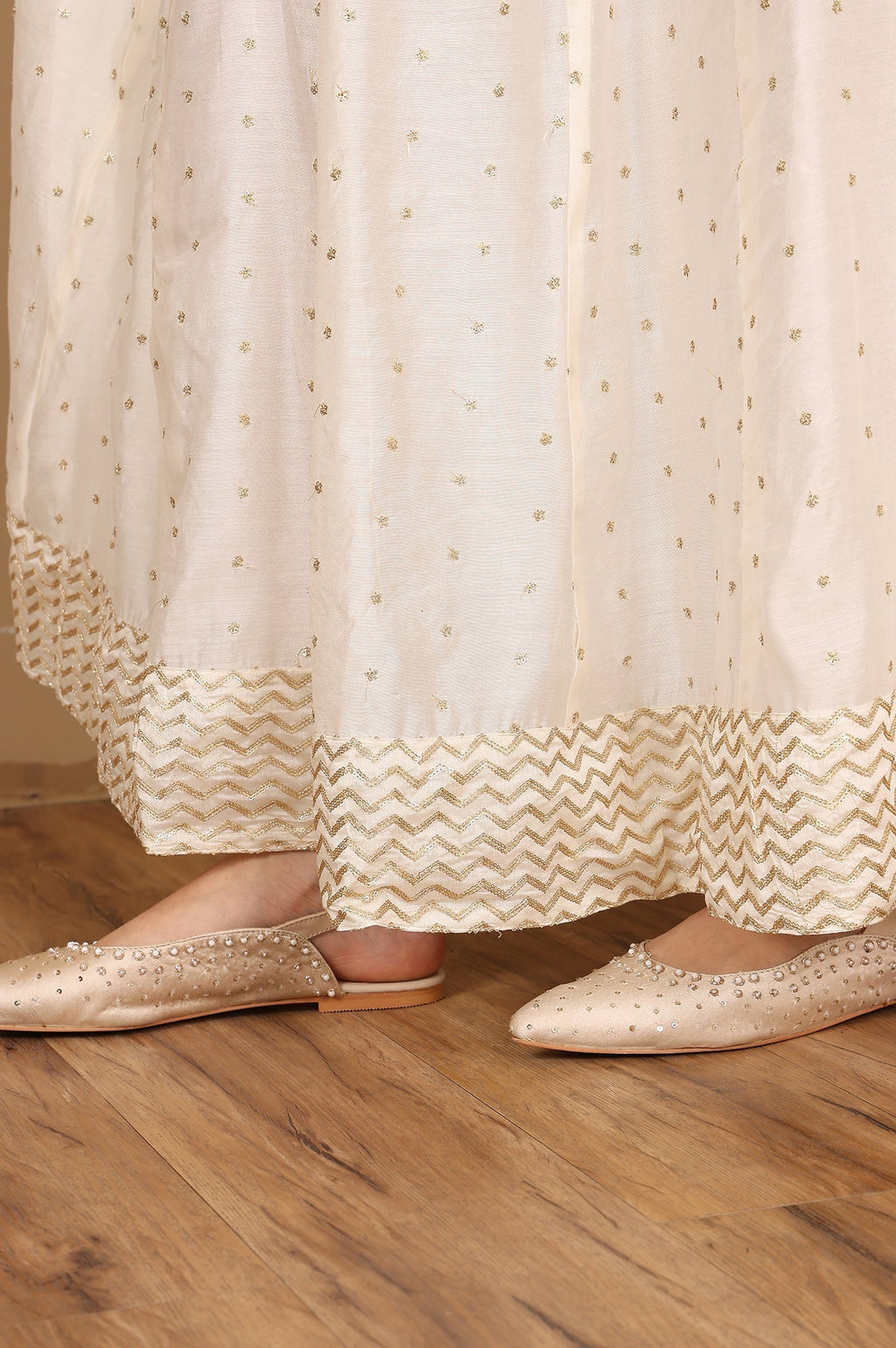 W for Woman White Embroidered Flared Skirt | Grocsy