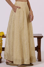 W for Woman Gold Solid Sequins Flarred Skirts | Grocsy