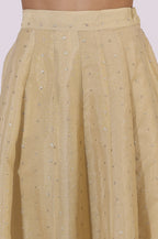 W for Woman Gold Solid Sequins Flarred Skirts | Grocsy