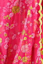 W for Woman Pink Floral Printed Sleeveless Short Kurta, Sharara And Dupatta Set | Grocsy