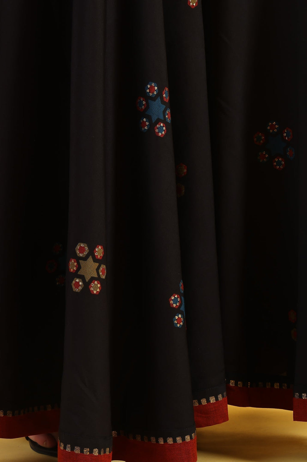 W for Woman Black Printed Metallic Embroidery Straight Kurta & Sharara with Dupatta Set | Grocsy